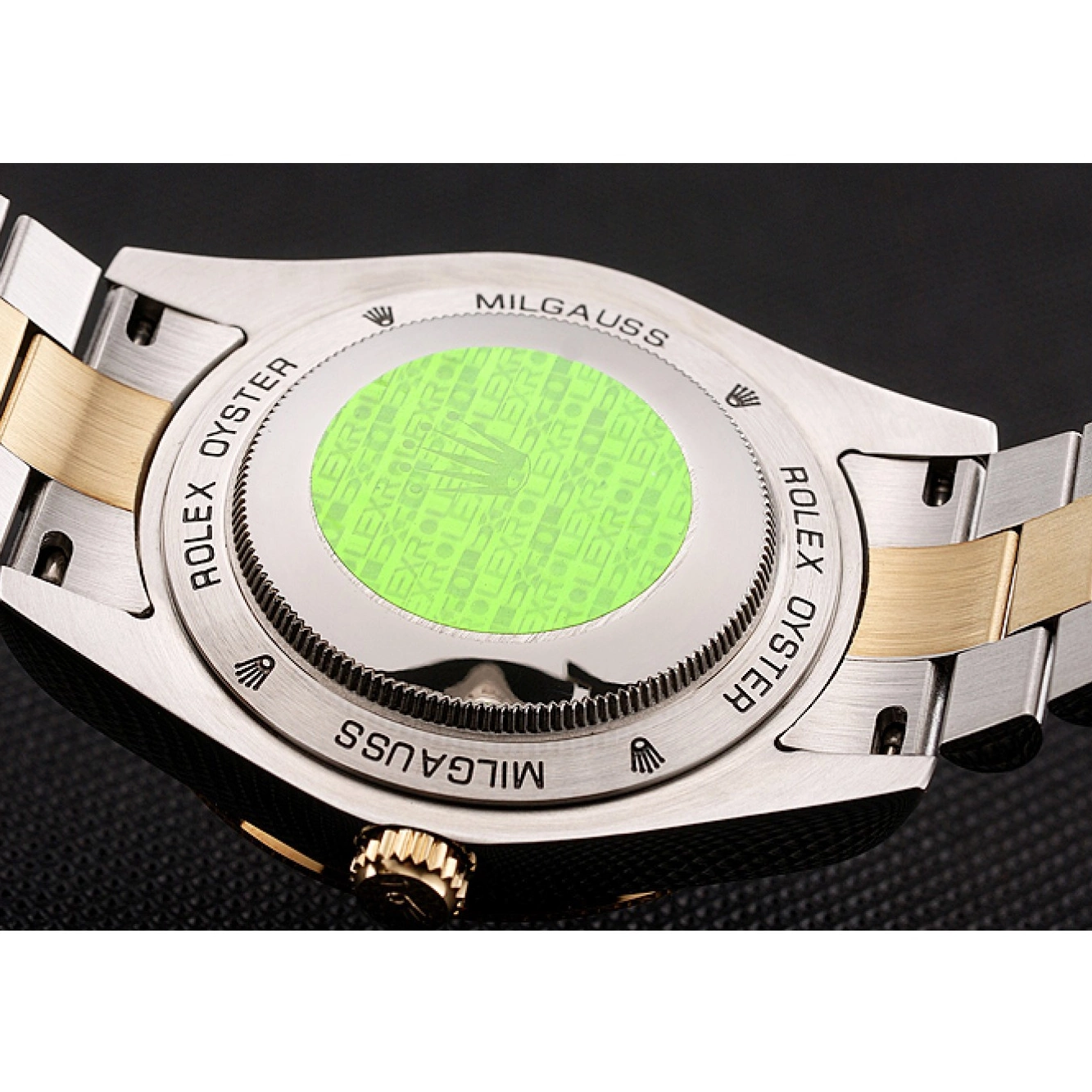 Aaa replica watch Day-Date Dial Two Swiss Black Diamonds And Bracelet Rubies 1454105 Rolex Tone 0803
